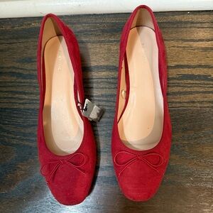Parfois Red Suede Flats with Bow/New with tags
